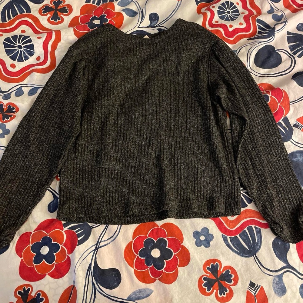 Ribbed Black Long Sleeve Top Sweater